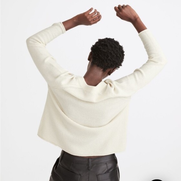 Madewell Merino Wool Cotton Waffle Sweater Cream Size L - Picture 8 of 10